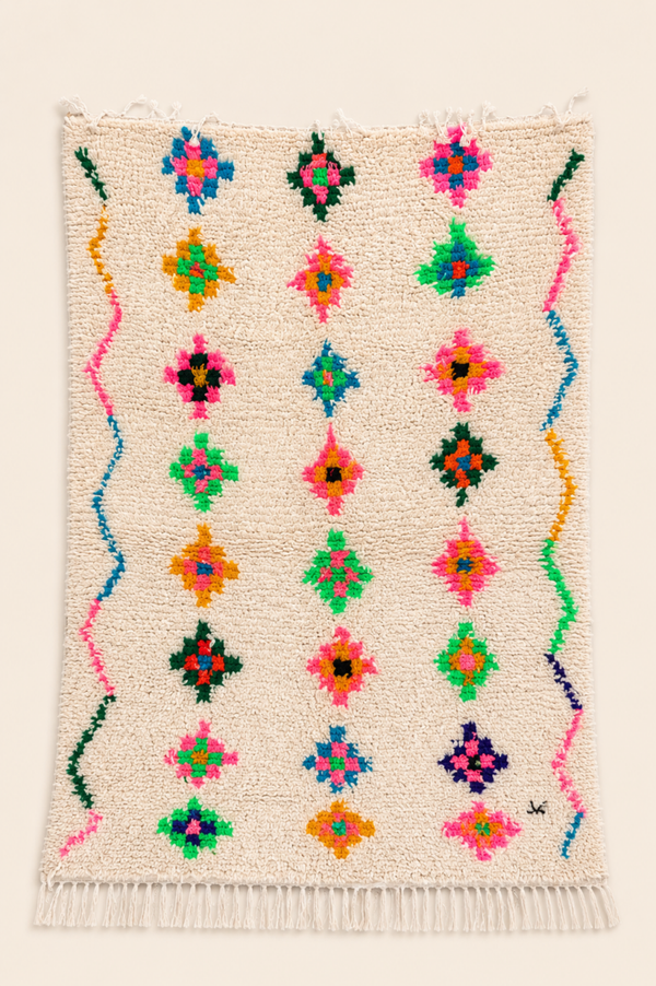 Tapis berbère Azilal Alma – Pièce unique bohème – Fait main – 141 × 98 cm