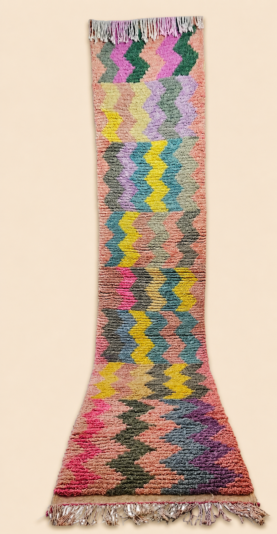 Tapis de couloir berbère Solina – Fait main – Long format - 304cm x 70cm