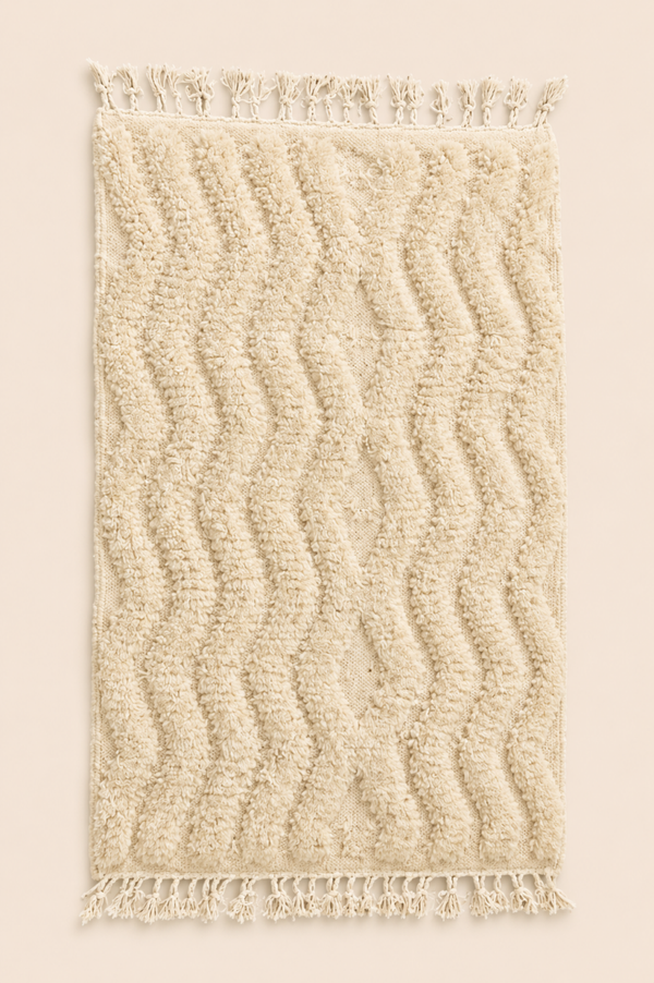 Petit tapis berbère Dunella – Laine épaisse – Fait main - 133cm x 76 cm