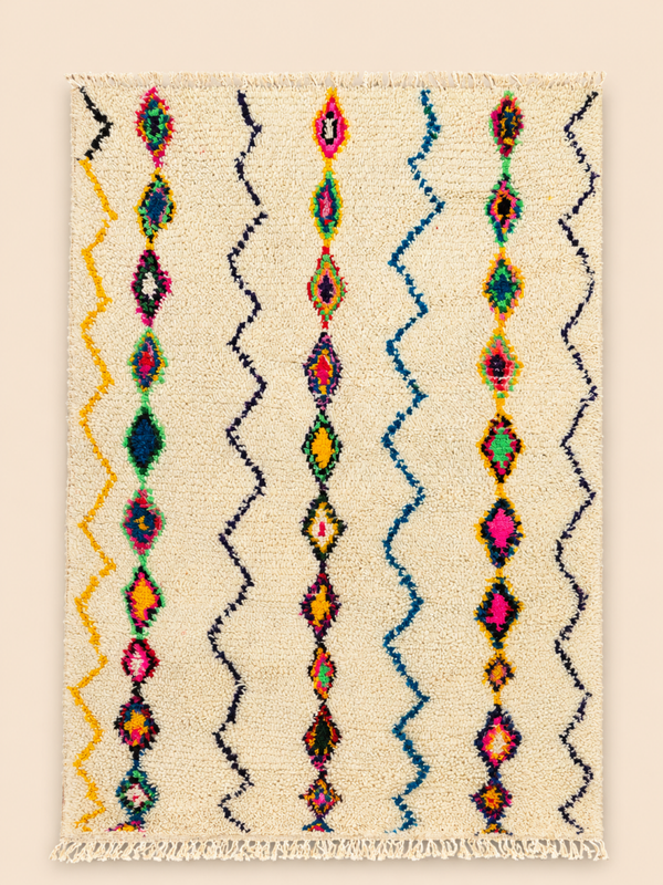 Tapis berbère Azilal Inaya – Fait main – 200 cm x 120cm -- Pièce unique
