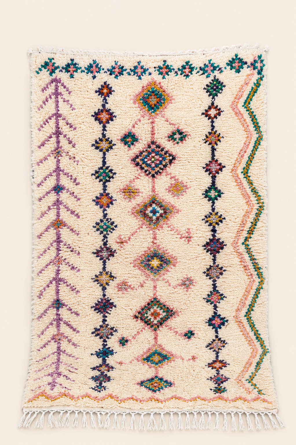 Tapis berbère Azilal Safrana – Motifs colorés – Fait main – 153 × 96 cm