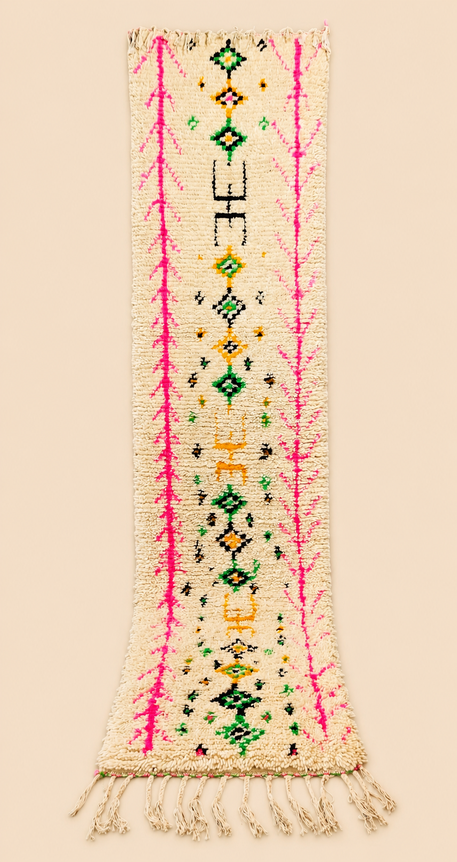 Tapis de couloir berbère Liora – Fait main – Long format - 292cm x 70cm