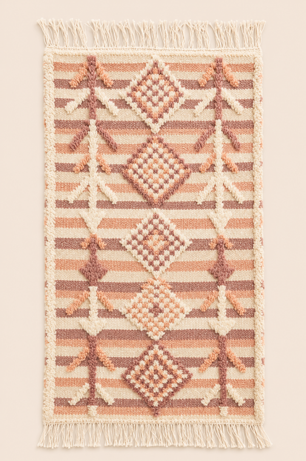 Petit tapis berbère Inès – Style minimal – Fait main - 130cm x 70cm