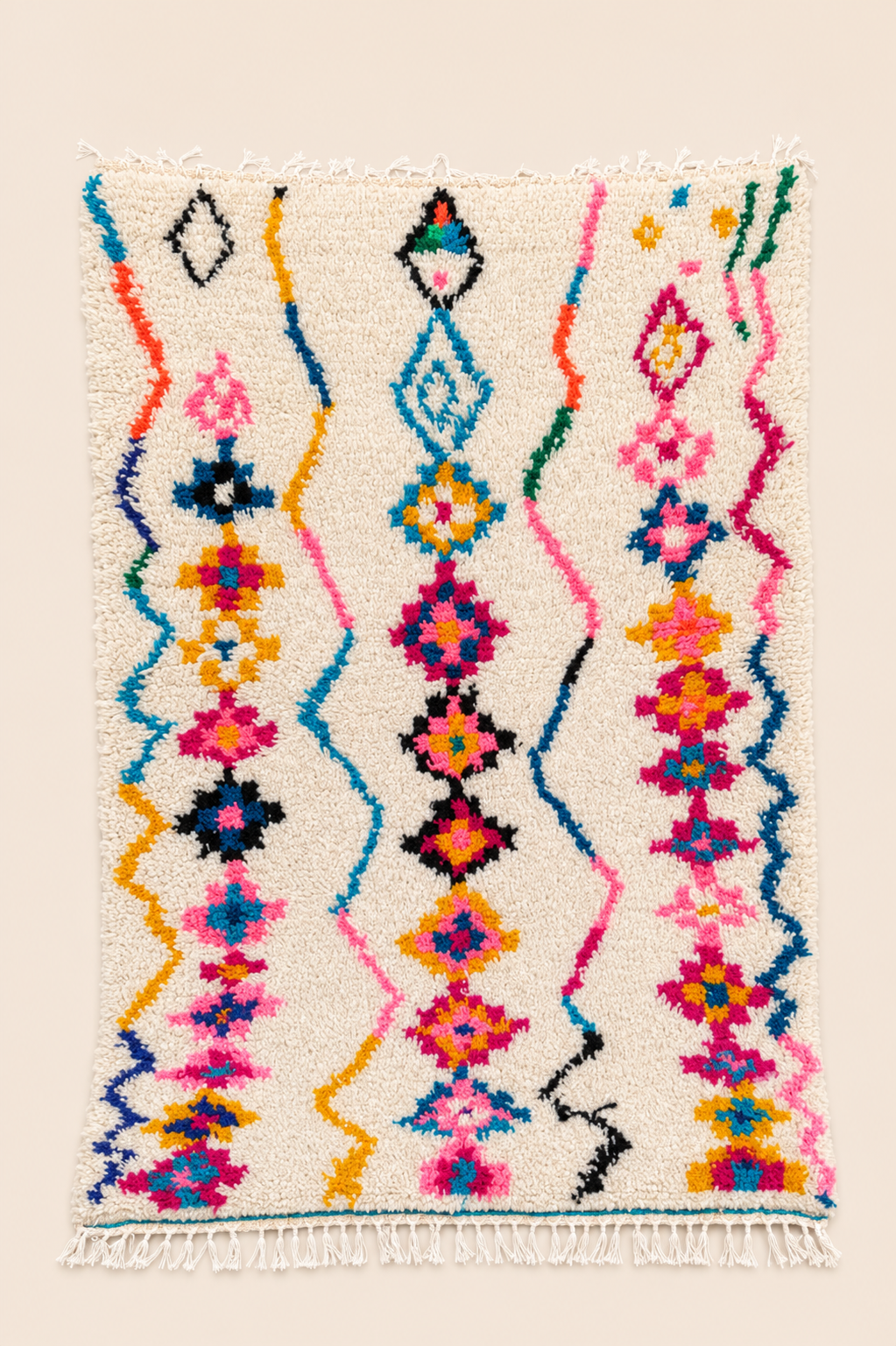 Tapis berbère Azilal Safira – Motifs colorés – Fait main – 152 × 102 cm