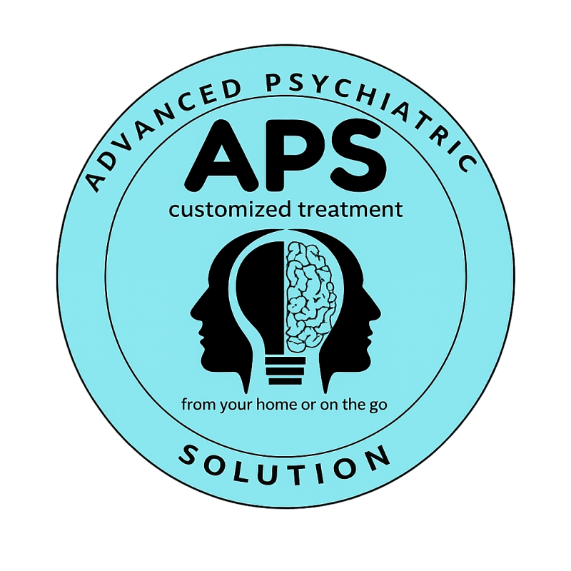 Advanced Psychiatric Solution brand logo - Frequently asked questions for virtual psychiatric care in PA and DE.