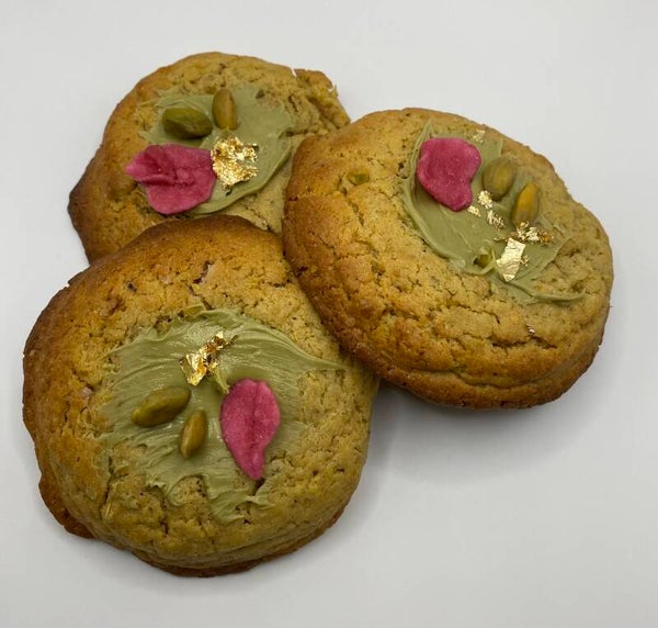 Cookie Perse pistache d’Iran et roses