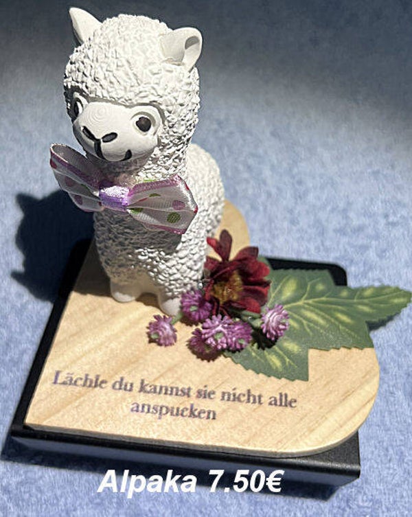 Alpaka auf Holzherz