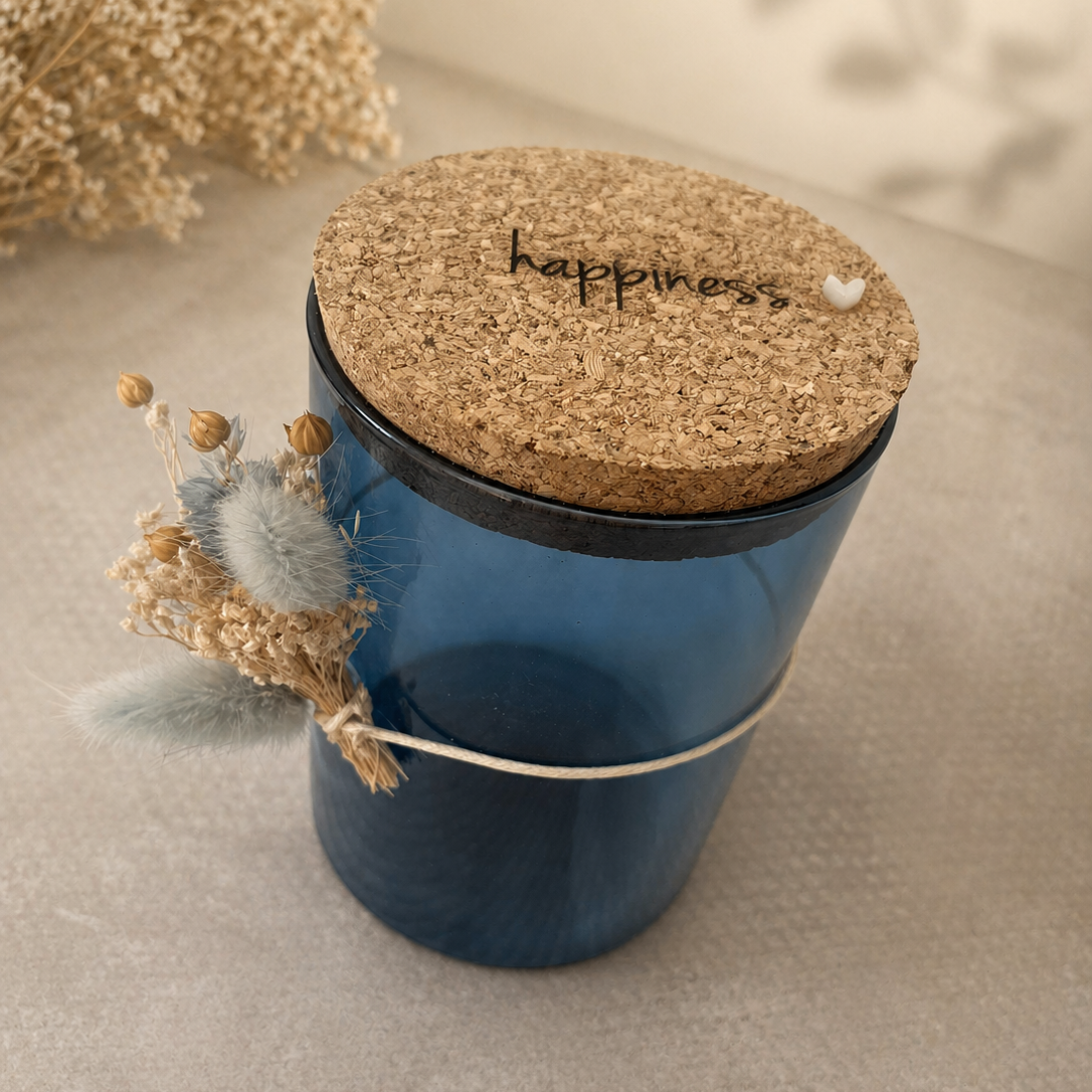 Snoeppot met gravering - blauw