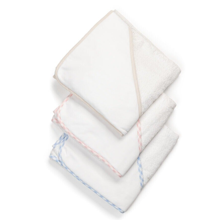 Kaphanddoek met biesje - wit/roze