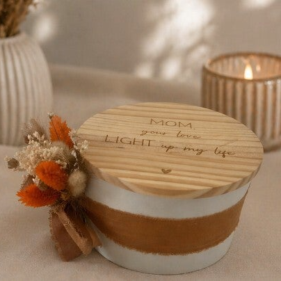 Luxe geurkaars - White met houten deksel