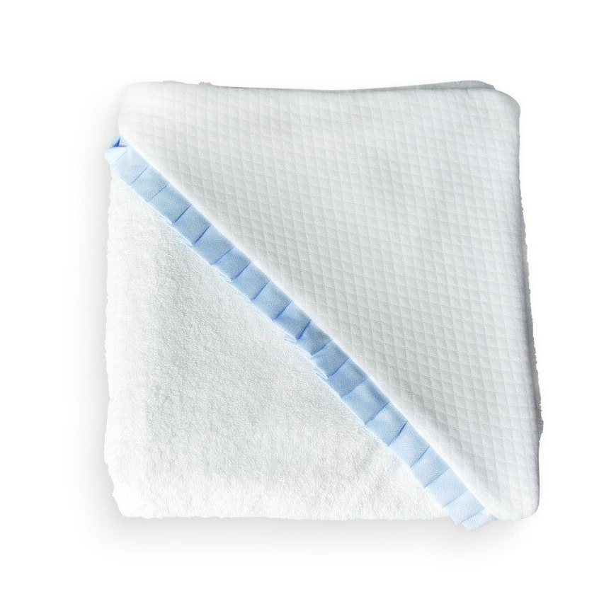 Kaphanddoek met oxford detail - wit/blauw