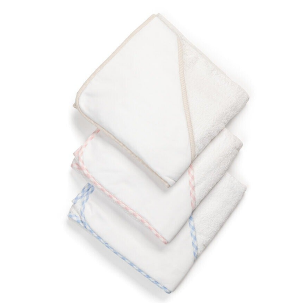 Kaphanddoek met biesje - wit/roze