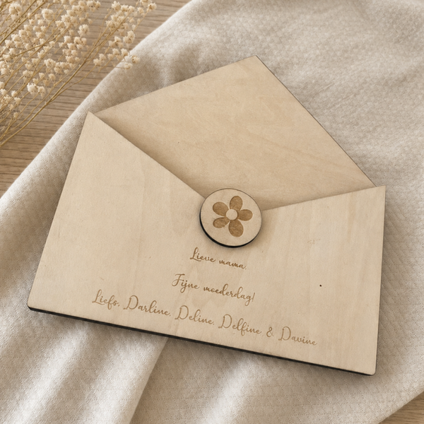 Houten envelop - Geldgeschenk