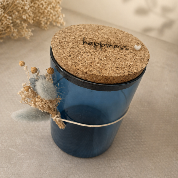 Snoeppot met gravering - blauw