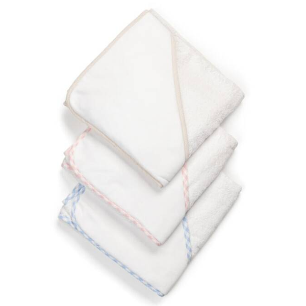 Kaphanddoek met biesje - wit/blauw