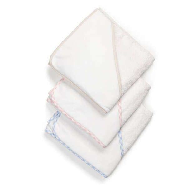 Kaphanddoek met biesje - wit/camel