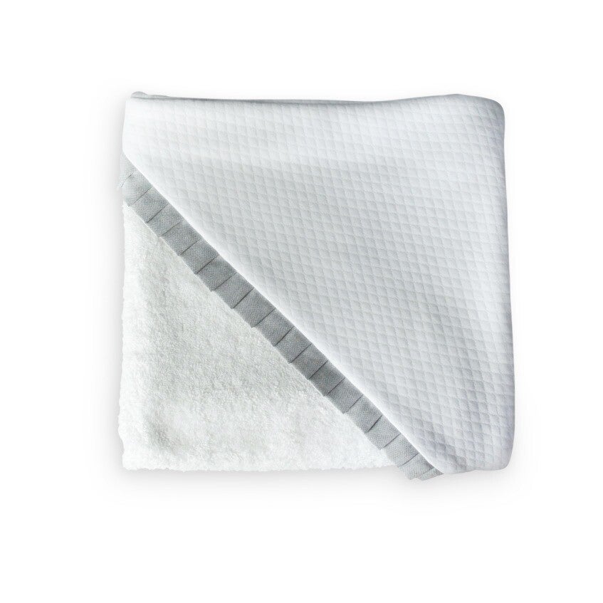 Kaphanddoek met oxford detail - wit/grijs