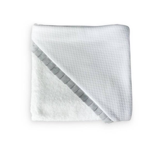 Kaphanddoek met oxford detail - wit/grijs