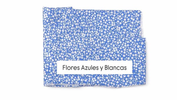 Tela Flores Azules y Blancas