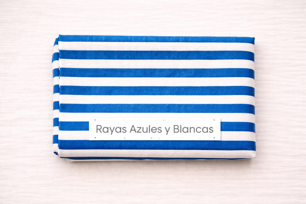 Tela Rayas Azules y Blancas
