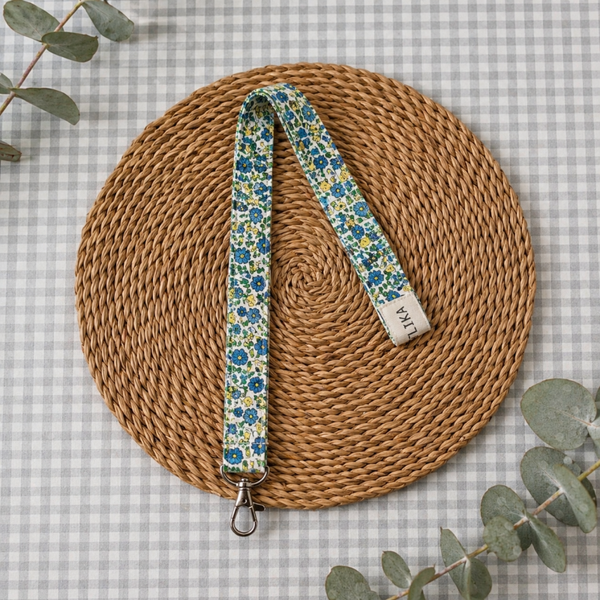 Lanyard flores azul y amarillo