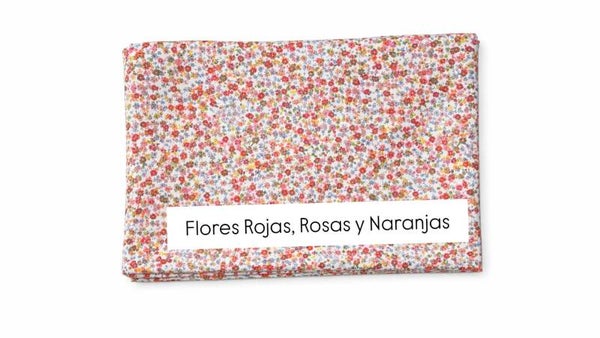 Tela Flores Roja, Rosas y Naranjas