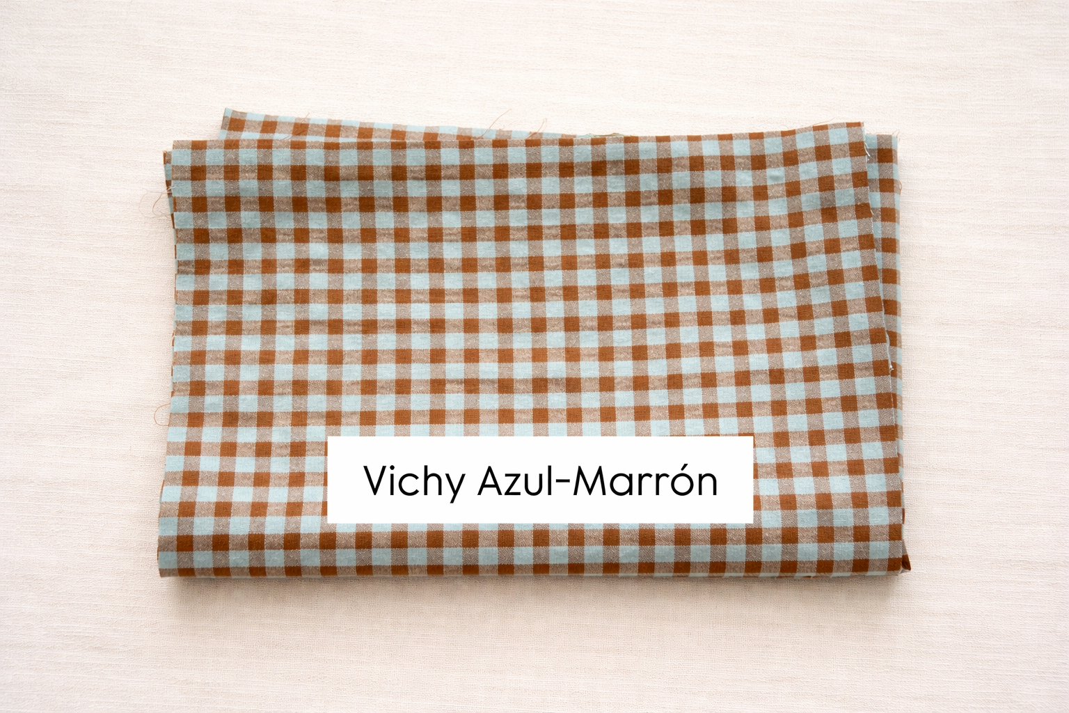 Tela Vichy Azul-Marrón