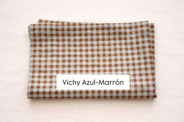 Tela Vichy Azul-Marrón