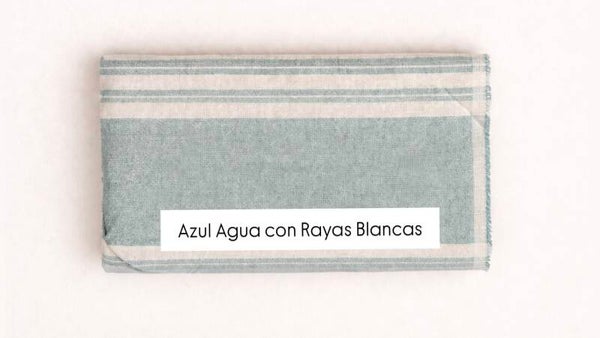 Tela Azul agua con Rayas Blancas