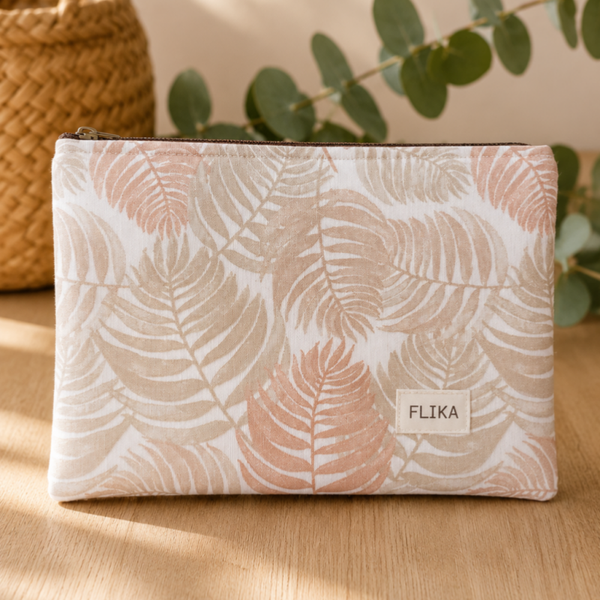 Bolso de mano hojas beige