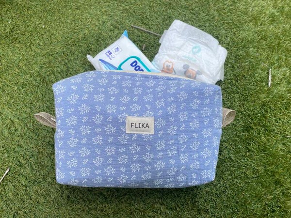 Neceser bebé flores azules