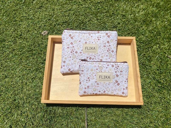 Monedero flores crudas y marrones