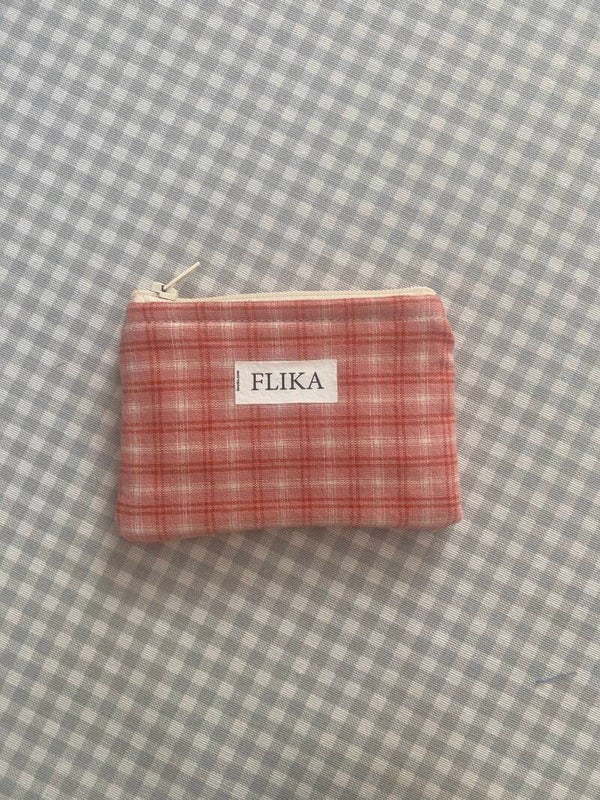 Monedero vichy coral y rosa