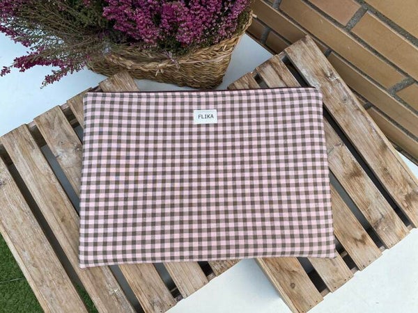 Funda de ordenador vichy rosa palo