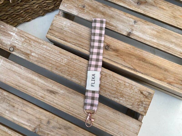 Llavero vichy rosa palo