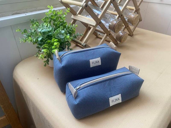 Pack neceseres vichy azul