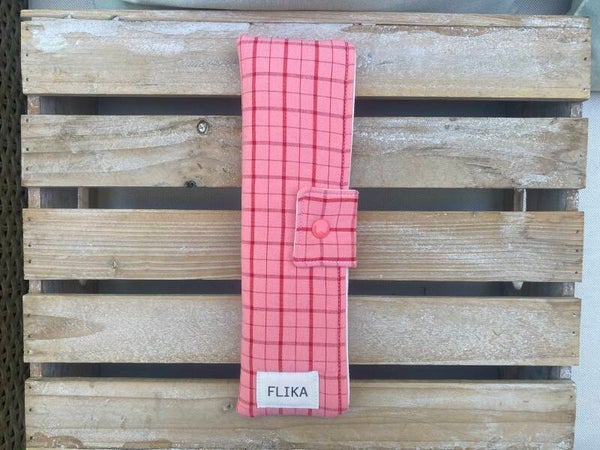 Funda para cepillo de dientes cuadros rosa