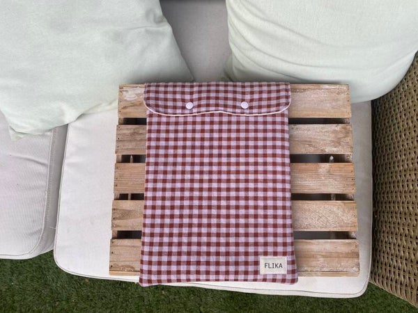 Funda de libro XL vichy teja