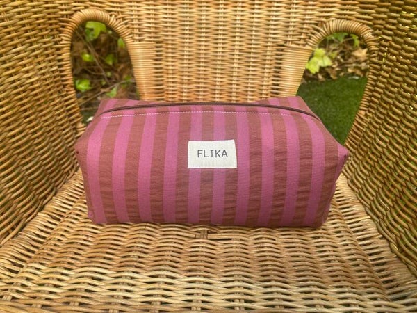 Neceser grande rayas burdeos