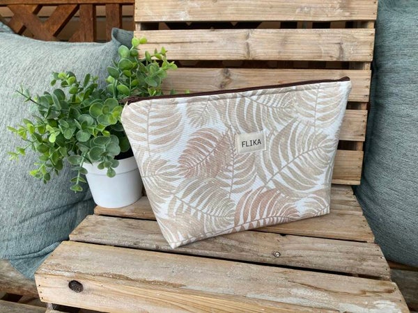 Neceser L hojas beige