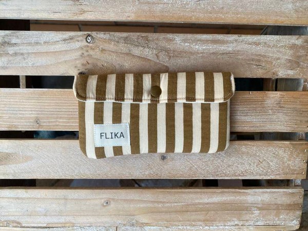 Funda de gafas rayas marrones