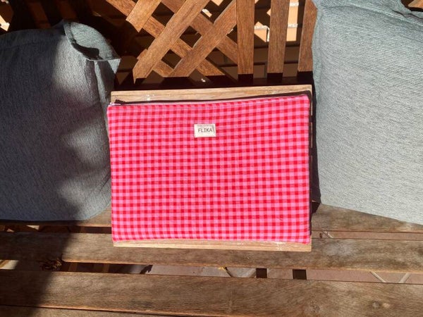 Funda de ordenador vichy rojo-rosa