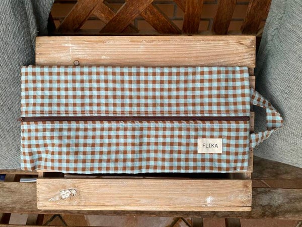 Fundas para zapatos vichy azulado-marrón