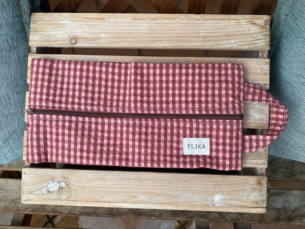 Funda para zapatos vichy cereza