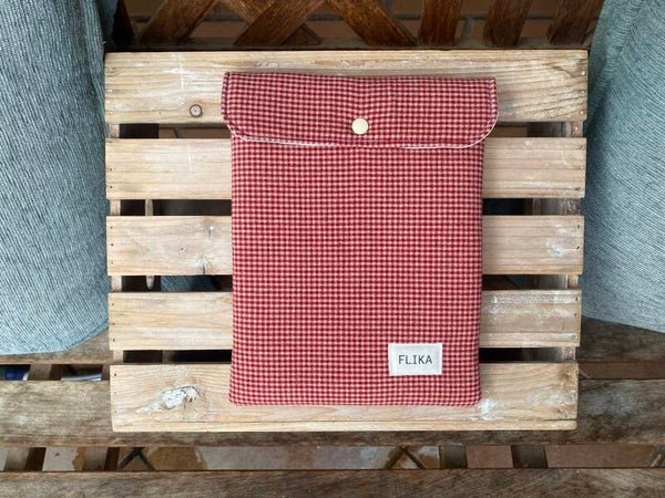 Funda de libro vichy rojo navidad