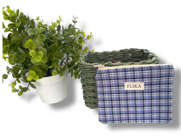 Monedero Vichy azul/blanco