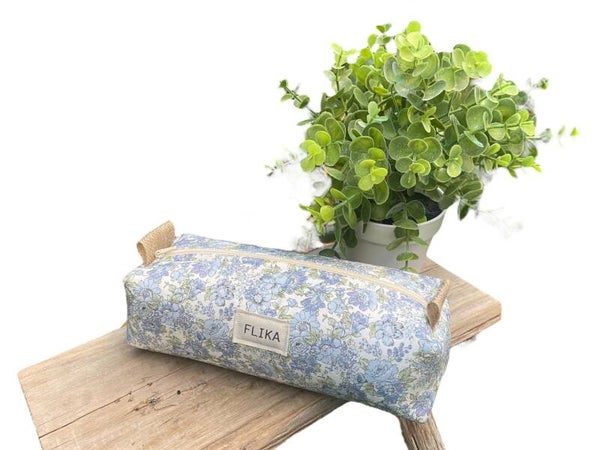 Neceser flores azules y verdes talla S