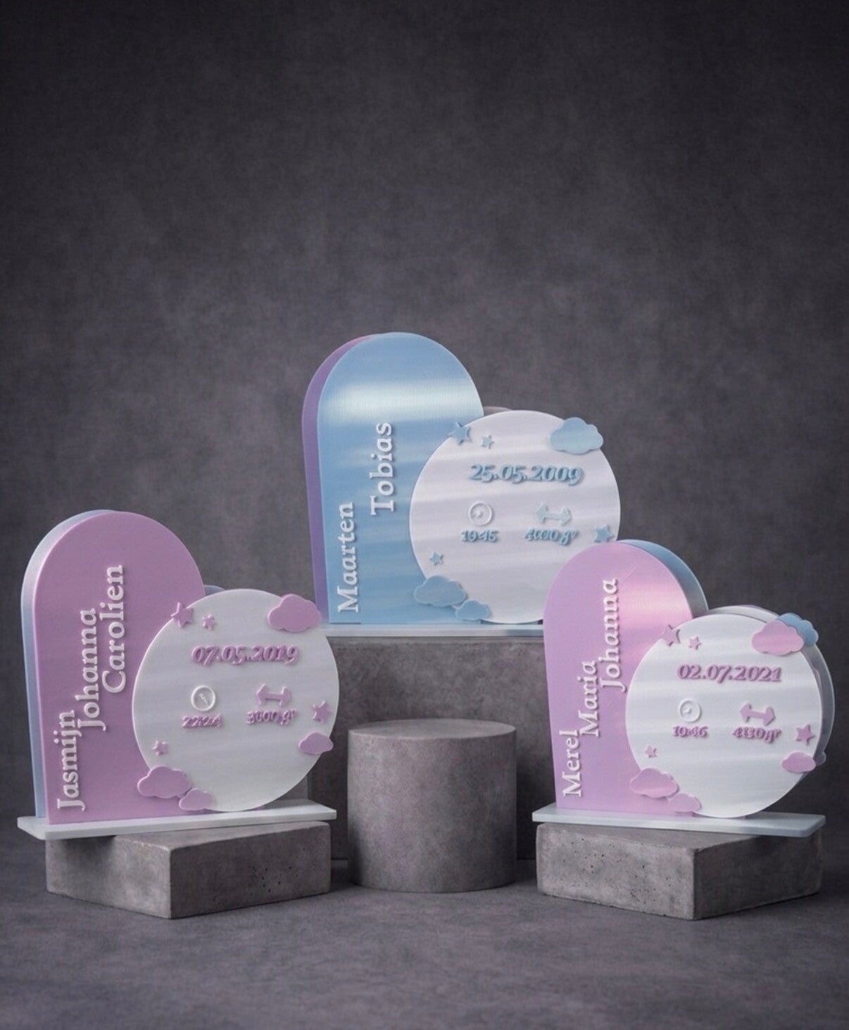 Gepersonaliseerd 3D Geboortebord met Naam & Geboortegegevens