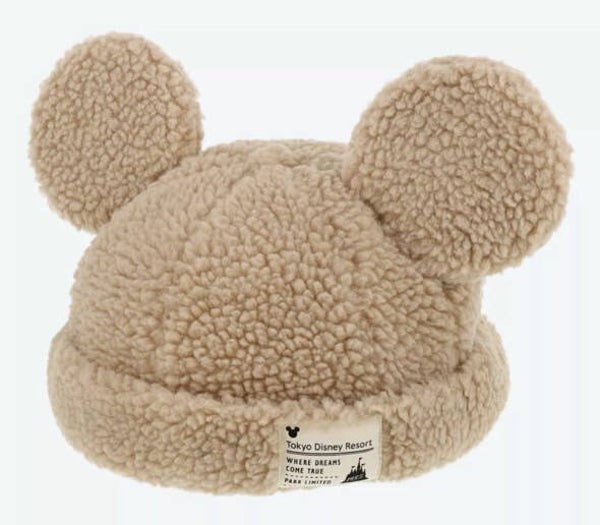 Mickey beige winter hat - 58cm adult - Tokyo Disneyland
