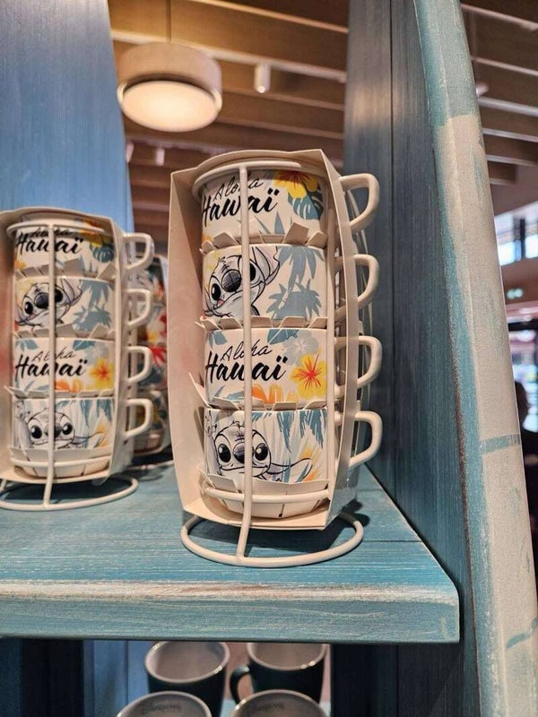 Stitch hawaii mug set in holder - Disneyland Paris